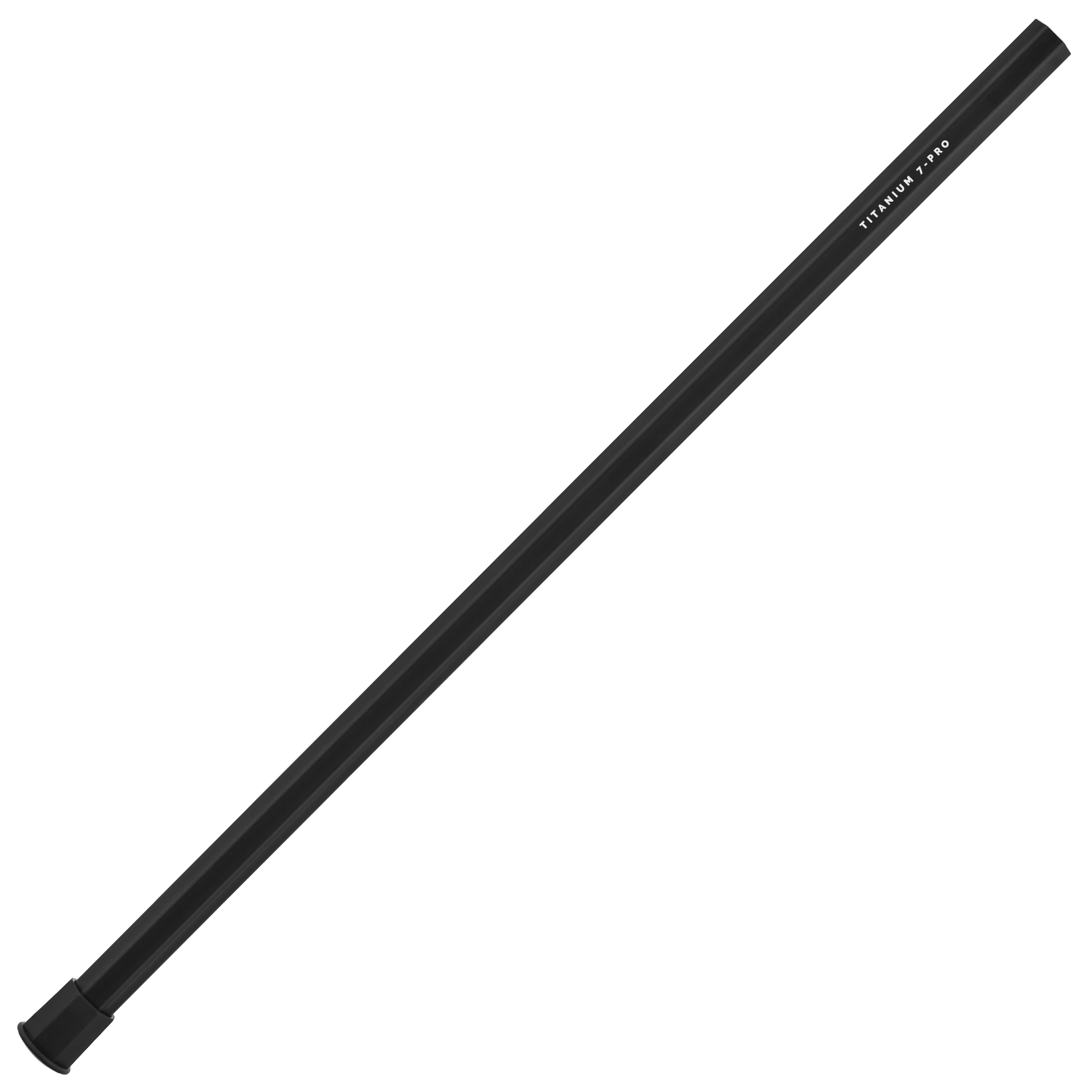 A black lacrosse shaft branded Titanium 7-PRO on a white background.