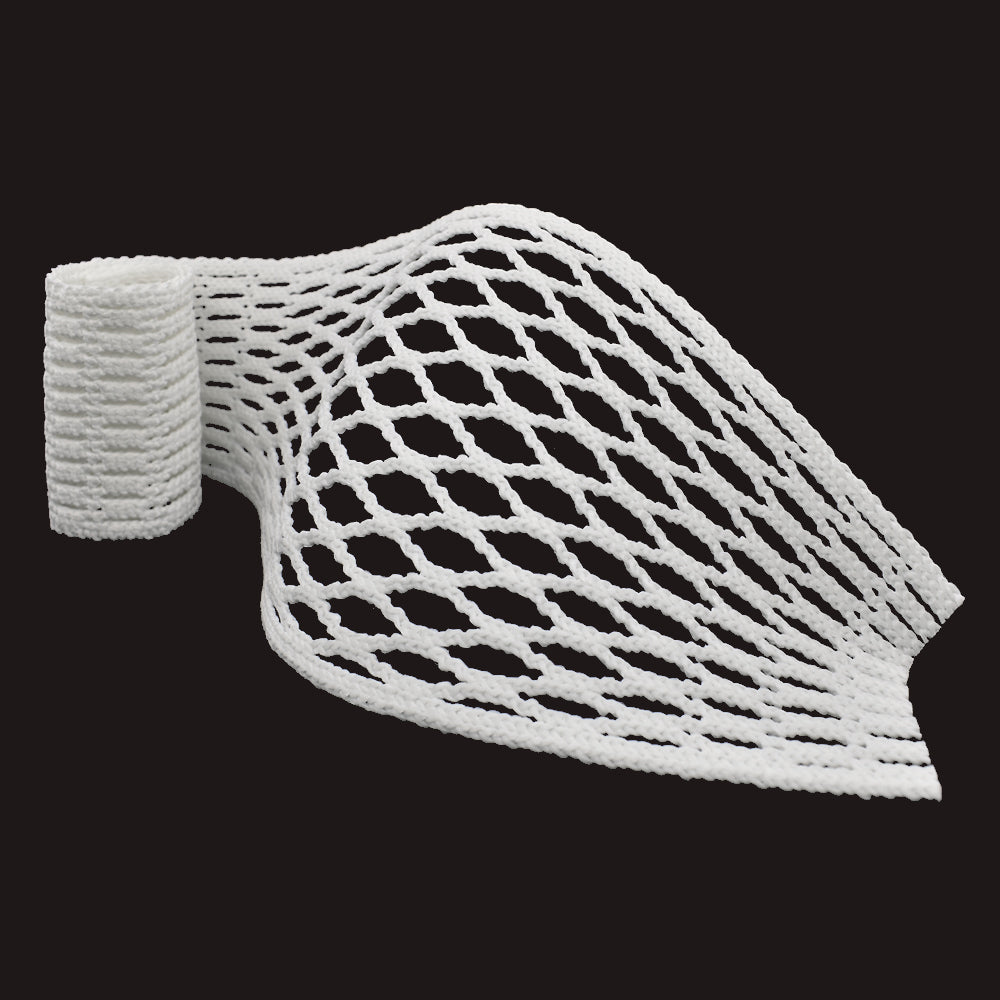 Lacrosse mesh by Black Lion Weaving.