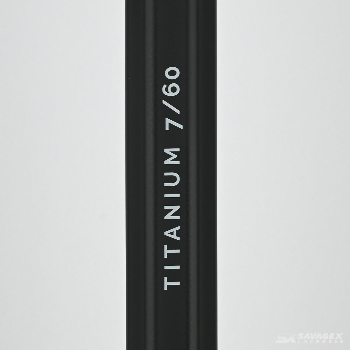 A product video of the Titanium 7/60 Lacrosse Shaft in Black colorway, showing the graphics up close.