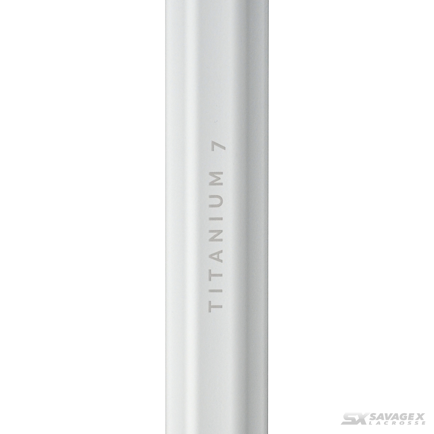 All angles of the Titanium 7 Lacrosse Handle in Classic White.